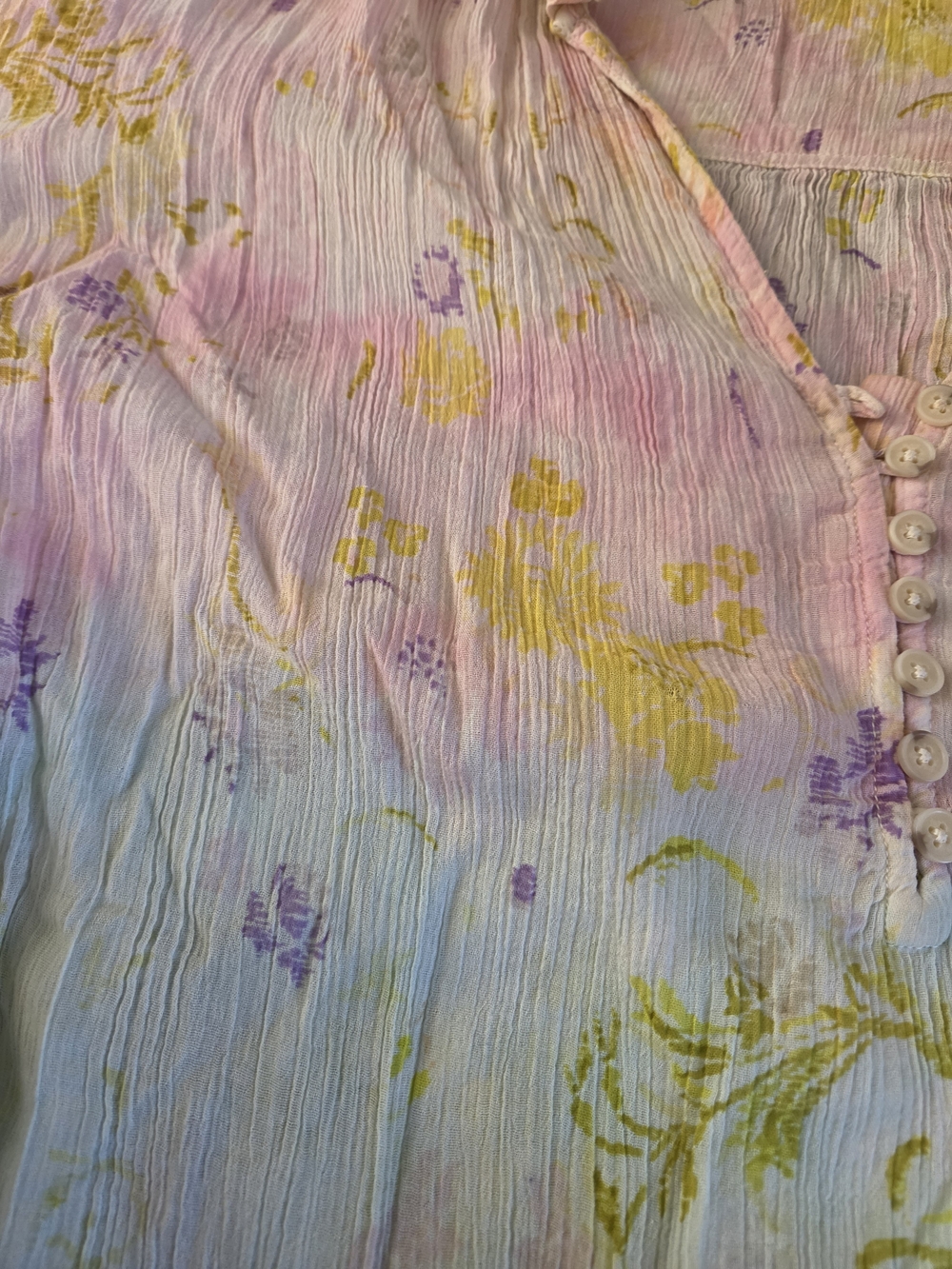 Pilcro Pastel Multi-Color Floral Long Sleeve Peasant Top - Picture 2 of 5